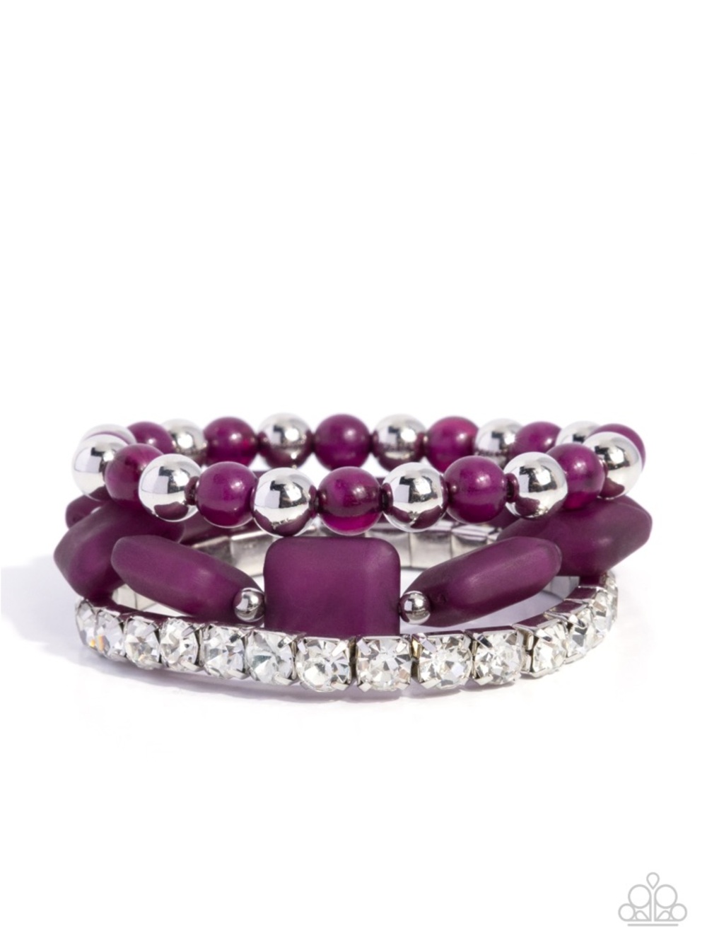 B-83 paparazzi Plum and Silver Multi-Strand Bracelet Set